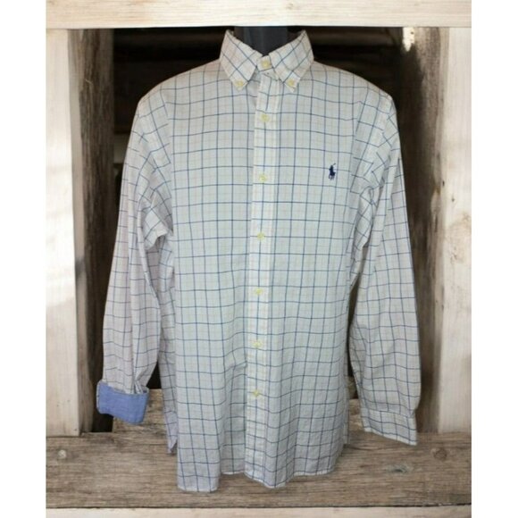 Ralph Lauren Mens Large Button-Down Long Sleeve Plaid Cotton Shirt - Picture 1 of 7
